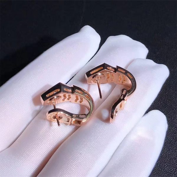 Bvlgari Serpenti slim earrings in 18kt rose gold, set with full pavé diamonds