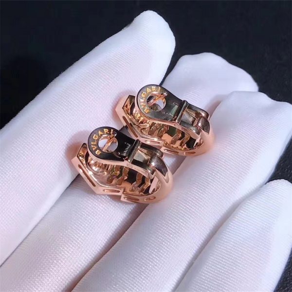 Bvlgari Serpenti slim earrings in 18kt rose gold, set with full pavé diamonds