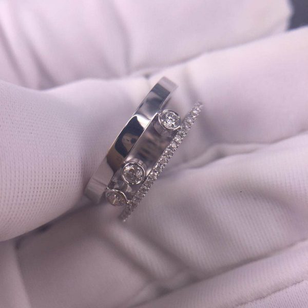 Pure 18K White Gold Messika Move Romane Diamonds Ring Custom