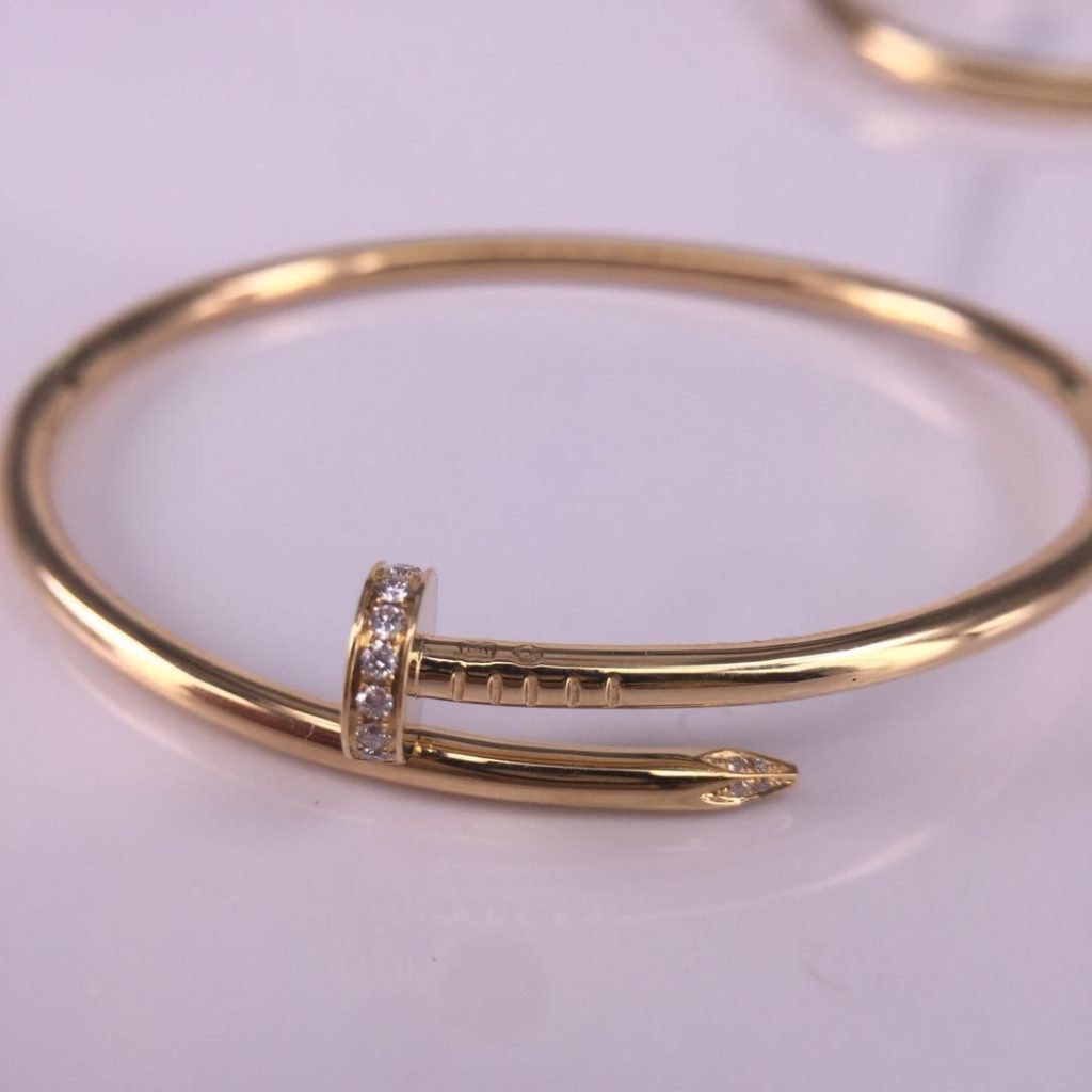 Cartier Juste Un Clou Bracelet, Yellow Gold, Small Model, set with 20 brilliant-cut diamonds totaling 0.18 carats