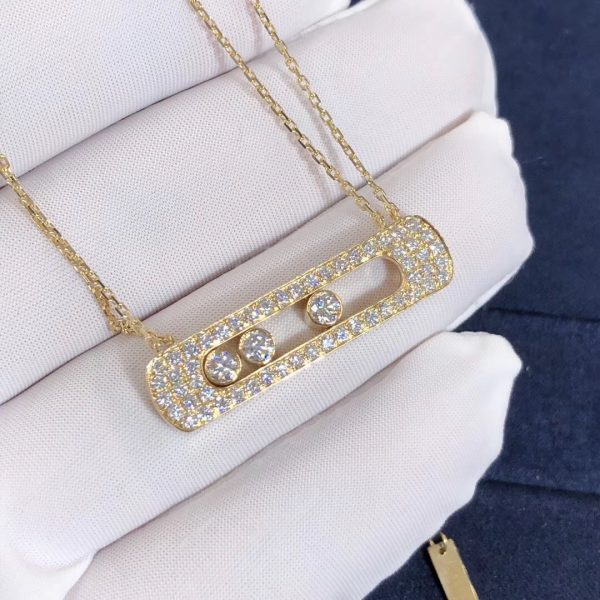 Pure 18K Yellow Gold Messika Move Joaillerie pavé diamond necklace