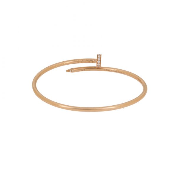 Pure 18k Pink gold cartier juste un clou bracelet with diamonds, small model