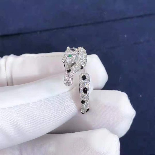 Real 18k gold Panthère de Cartier ring with full diamonds