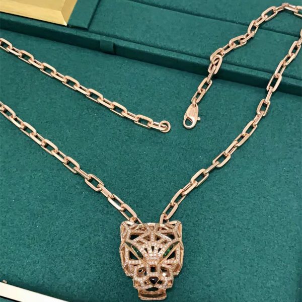 18K yellow gold panther necklace