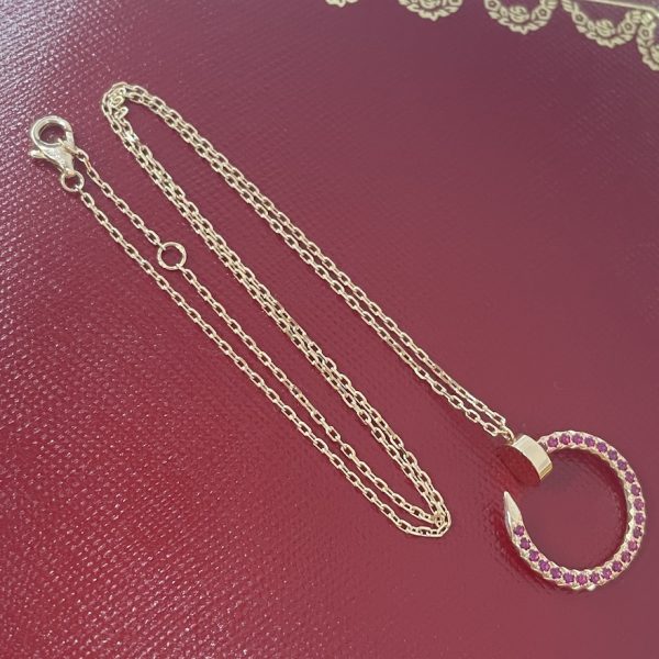 Pure 18k gold cartier juste un clou necklace with pink diamonds