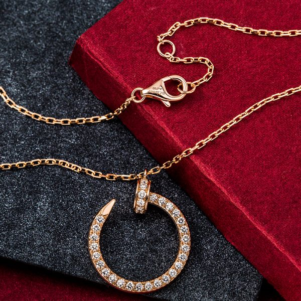 Pure 18k gold cartier nail necklace with diamonds
