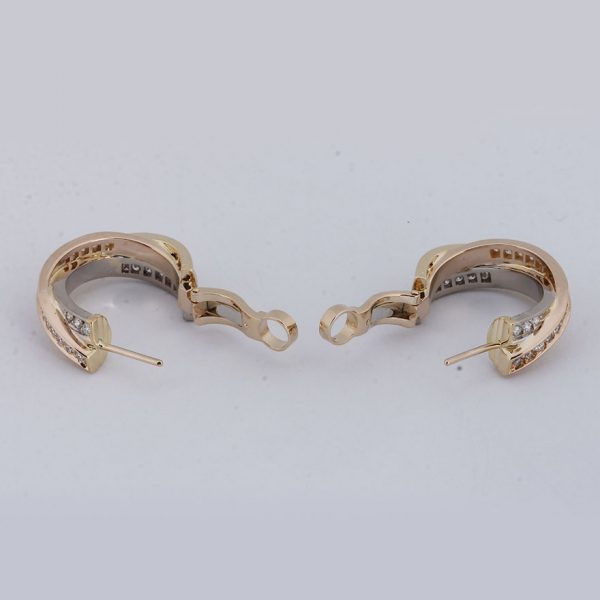 Pure 18k Gold Cartier Trinity earrings with full diamonds