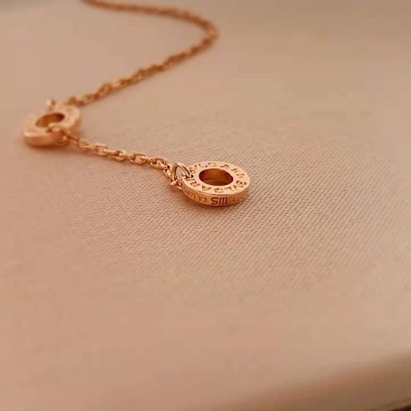 Real 18K Gold Bvlgari Diva' Dream Neckalce with Diamonds, Pink Opal.