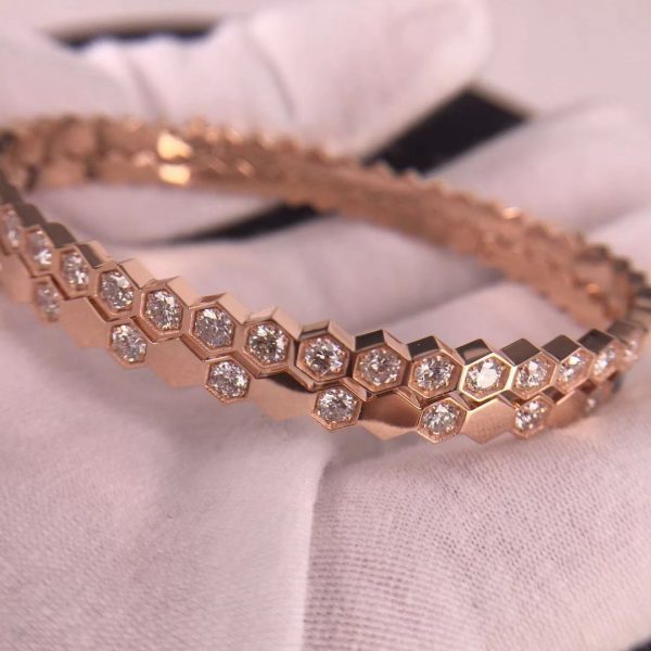 Chaumet Bee My Love half pavé diamond bracelet in rose gold,.,