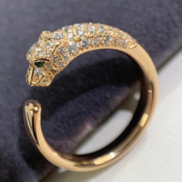 Cartier Parthere Series Half Diamond Leopard Ring