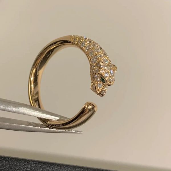 Cartier Parthere Series Half Diamond Leopard Ring