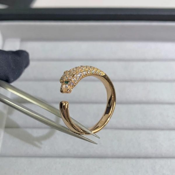 Cartier Parthere Series Half Diamond Leopard Ring