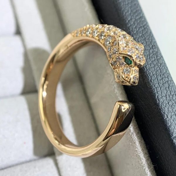 Cartier Parthere Series Half Diamond Leopard Ring