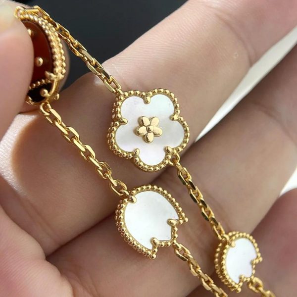 VCA 18K Rose Gold 5 Motifs Patterns Lucky Spring Bracelet