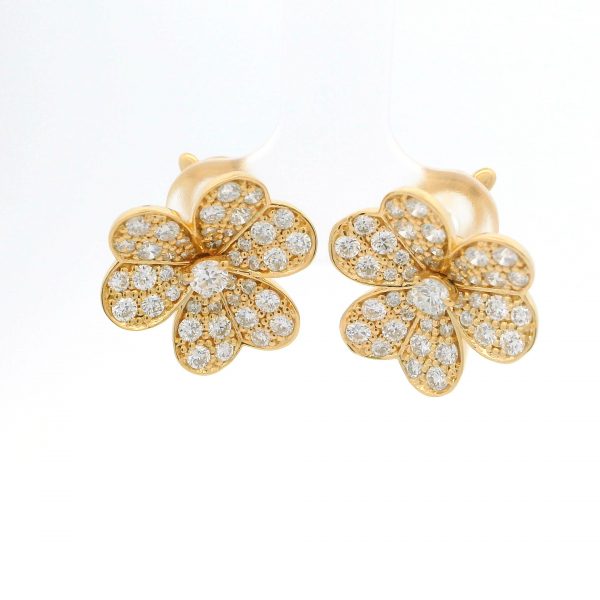 18K VCA Frivole Gold Flower Diamond Earrings