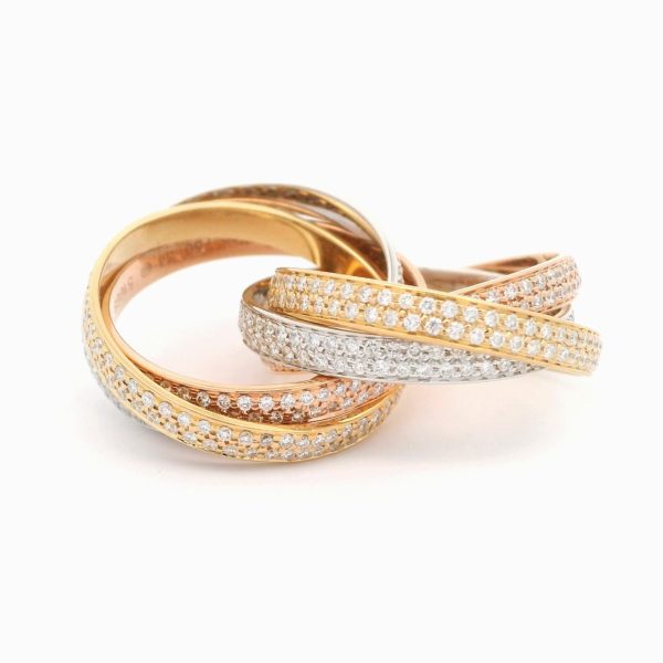 18K Gold Cartier Three Color, Trinity Six Band Ring